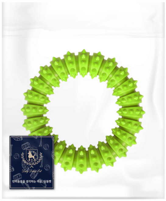 딩동펫 반려동물 스터드 치석제거링 장난감 M, 그린, 1개