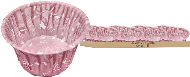 Ideal Wrapping 毅典 瑪芬杯 耐熱220°C 100cc 100入 台灣製造, 愛物 粉色, 1組