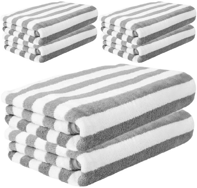 원이네 스트라이프 목욕 대형 비치타월, 그레이, 6개