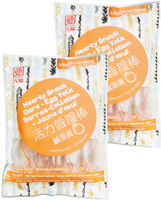 六福 活力雜糧棒 鹹蛋黃 130g 10條裝 多層次豐富口感, 2包