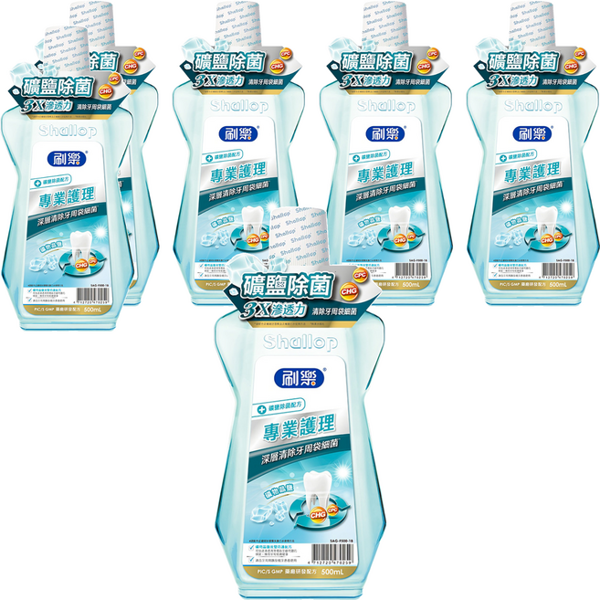 Shallop 刷樂 專業護理漱口水 礦鹽除菌, 500ml, 6瓶