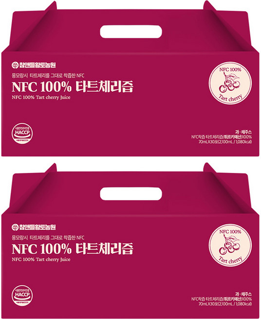 참앤들황토농원 NFC착즙 타트체리주스, 70ml, 60개