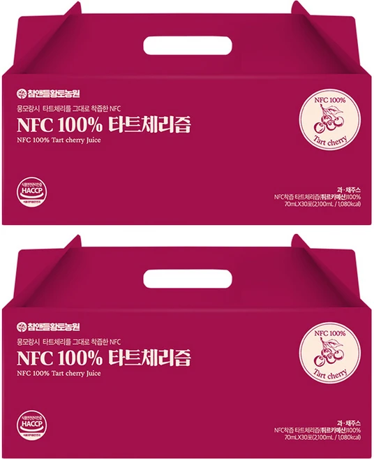 참앤들황토농원 NFC착즙 타트체리주스, 70ml, 60개 - 쿠팡