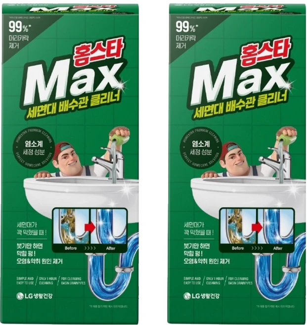 홈스타 맥스 세면대 배수관 클리너, 230ml, 2개 - 쿠팡