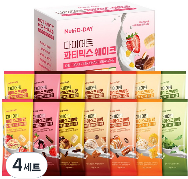 뉴트리디데이 다이어트 파티믹스 쉐이크 7종 세트, 350g, 4세트