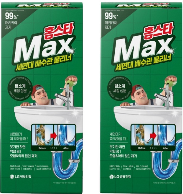 홈스타 맥스 세면대 배수관 클리너, 230ml, 2개