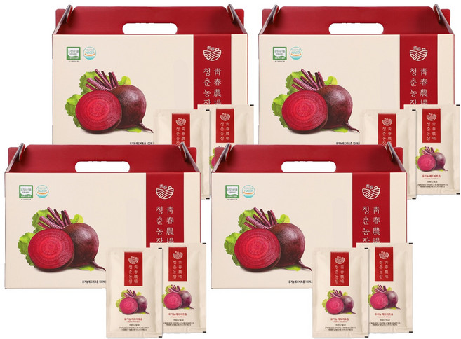 청춘농장 유기농 레드비트즙, 2.4L, 4개