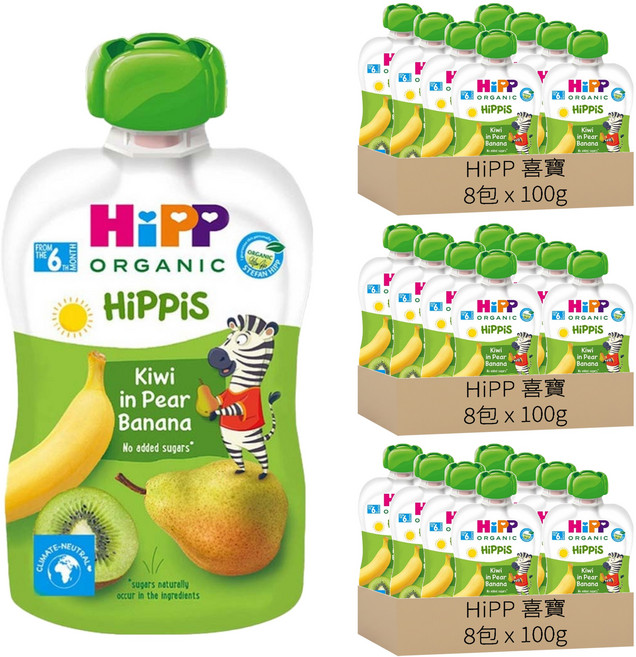 HiPP 喜寶 生機水果趣 奇異果香蕉, 24包, 100g