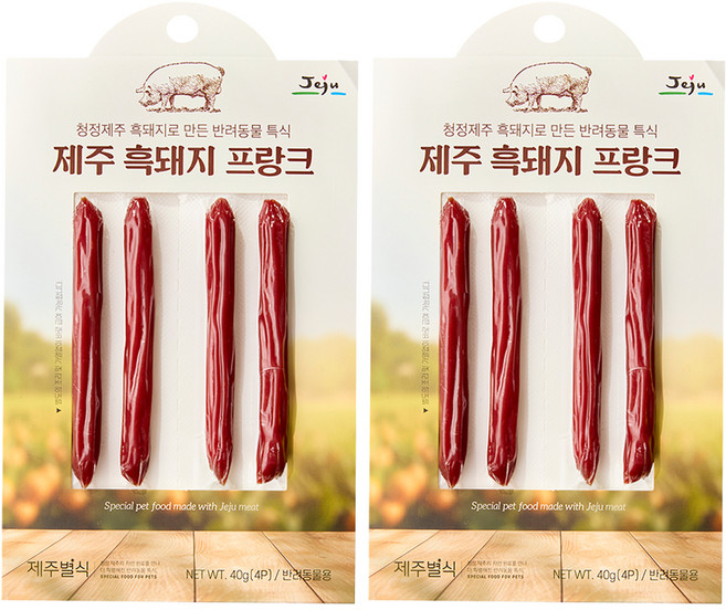 제주별식 강아지 프랑크 져키 4p, 흑돼지, 40g, 8개