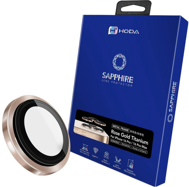 HODA 好貼 藍寶石鏡頭保護貼 原機結構設計款 3顆, 沙漠色鈦, 1盒