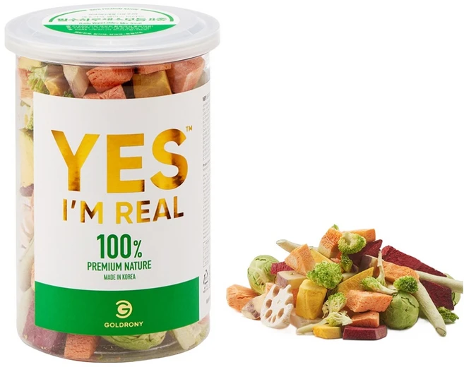 골드로니 예스아임리얼 프리미엄 필수 하루 채소 모듬 8종 강아지 간식, 당근, 그린빈스, 방울양배추, 고구마, 브로콜리, 연근, 단호박, 레드비트, 50g, 1개 - 쿠팡