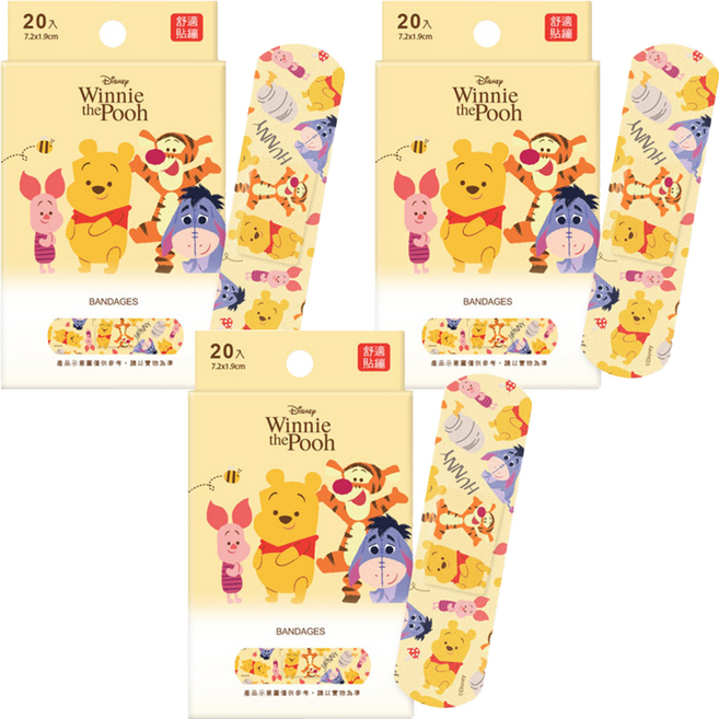 ONEDER 旺達棉品 小熊維尼系列貼繃, 20片, 3盒