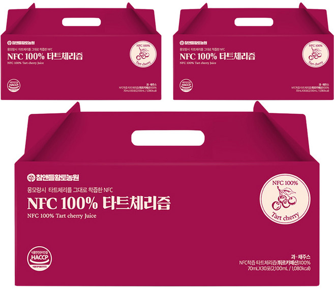 참앤들황토농원 NFC착즙 타트체리주스, 70ml, 90개