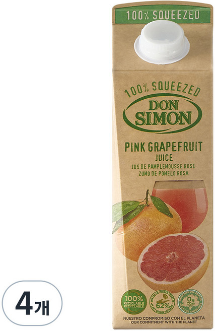 돈시몬 착즙 자몽 주스, 1L, 4개