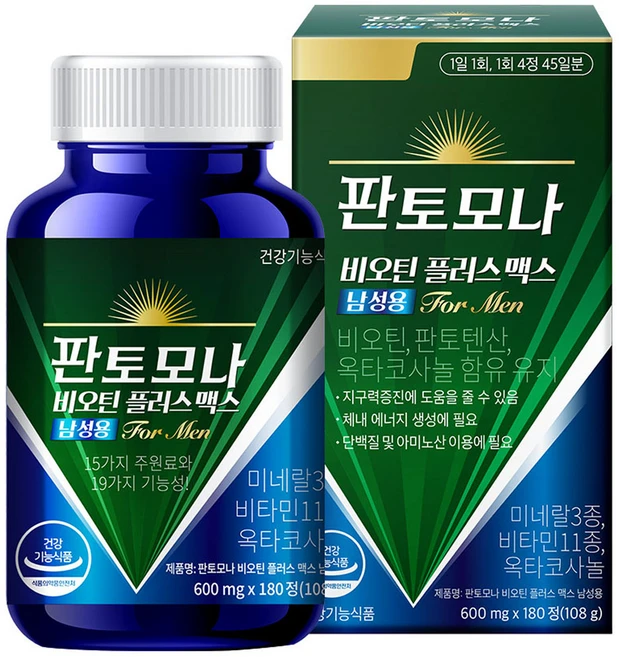 판토모나 남성용 비오틴 플러스 맥스 108g, 180정, 1개 - 쿠팡