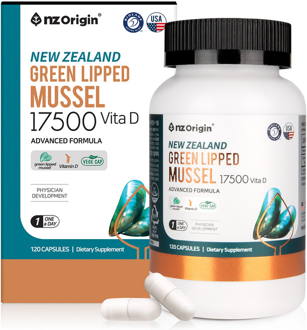 엔젯오리진 뉴질랜드 초록입홍합 17500 비타D, 120정, 1개