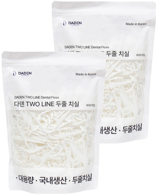다덴픽 TWO LINE 두줄 치실, 600개입, 2개