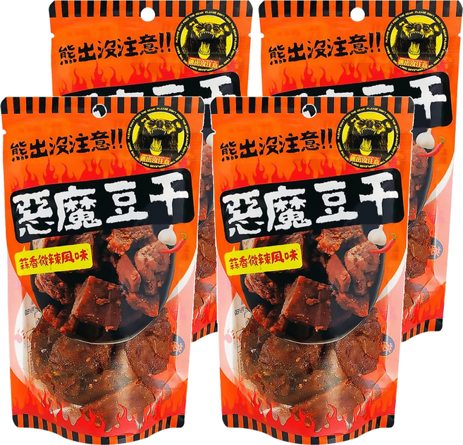 熊出沒注意 惡魔豆干 蒜香微辣, 140g, 4包