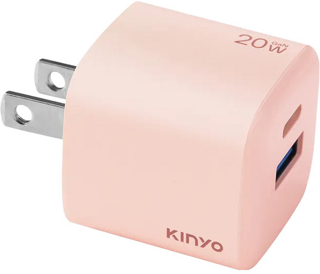 Kinyo 氮化鎵雙孔充電器, 粉色, 1個
