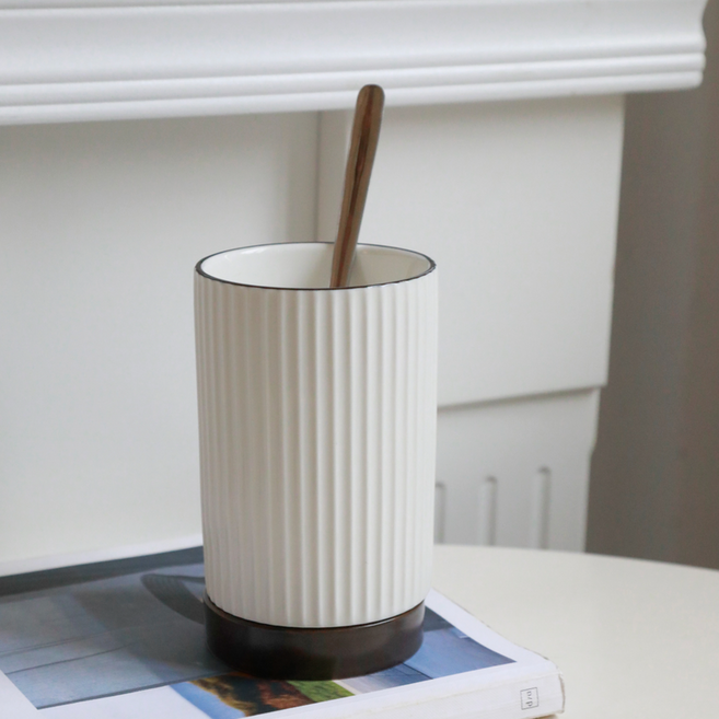 착한살림 노르딕 세라믹 수저통, 화이트, 1개