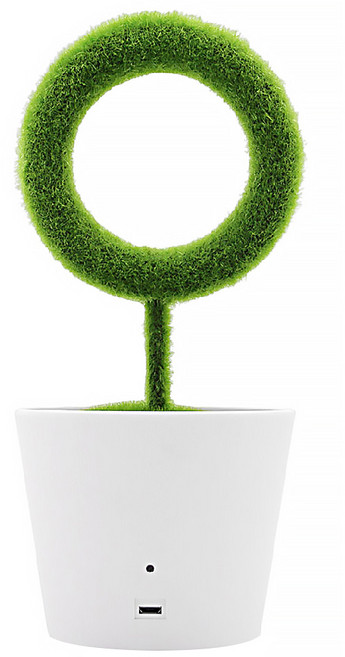 仿真綠植盆栽空氣淨化器 負氧離子 無濾網耗材 JO-732, 白綠色