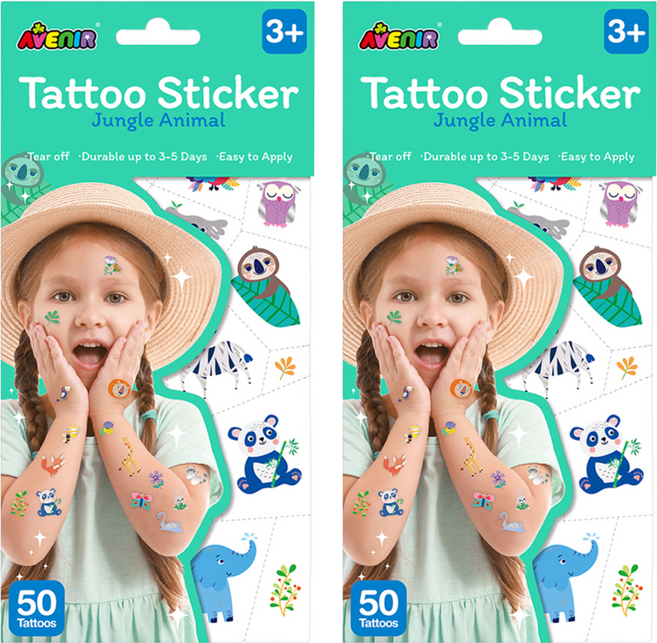 AVEnIR 童趣紋身貼紙, 2個, 叢林動物