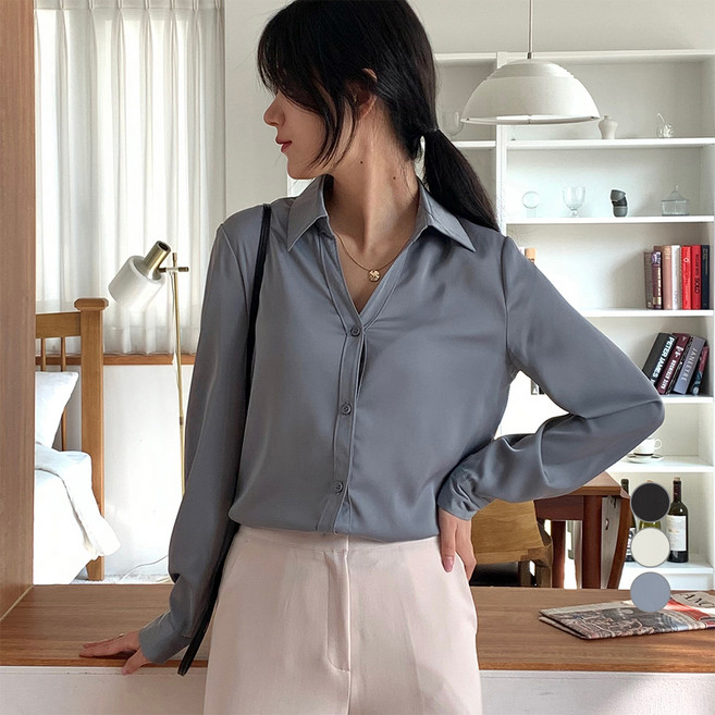 afinar 女款絲質長袖襯衫