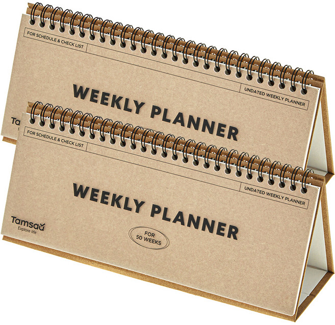탐사 튼튼한 크래프트 스탠딩 위클리 플래너, 2개
