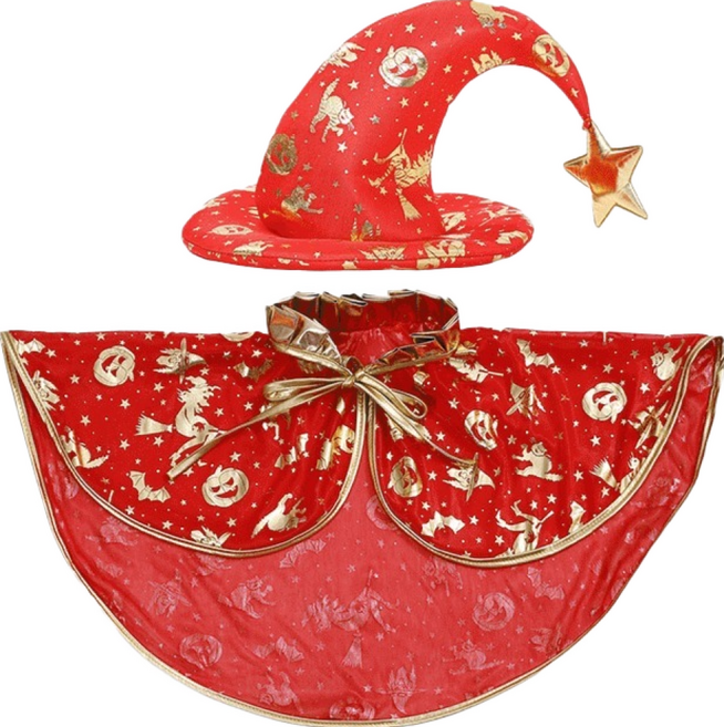 P&B Unity 萬聖節巫師斗篷帽子2件組, 11 紅色, 1套