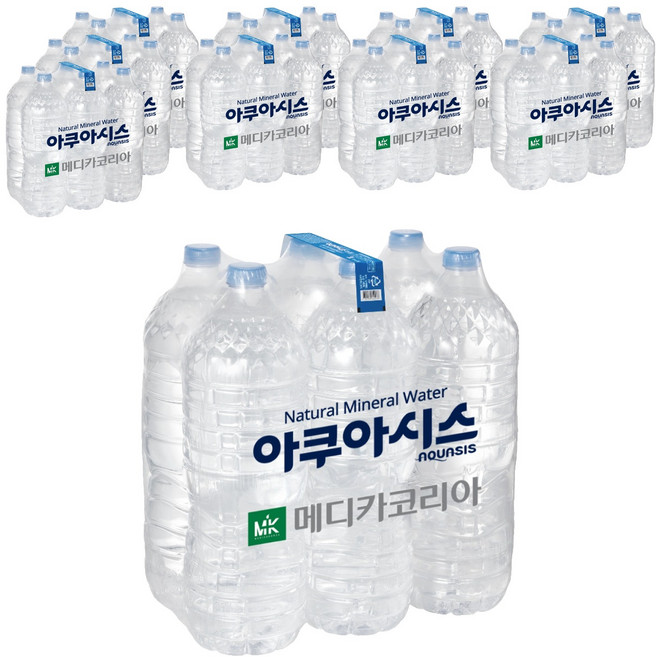 아쿠아시스 먹는샘물 무라벨, 2L, 60개