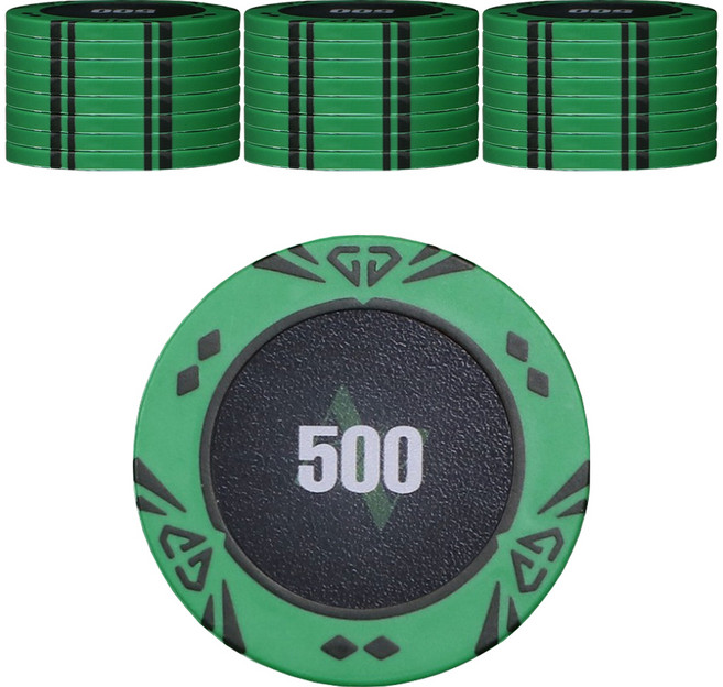 AAHM 다이아몬드 포커칩 500, 그린, 25개