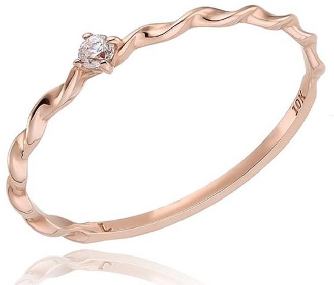 로이드 여성용 슬림 트위스트 10K 골드 실반지 + 쇼핑백