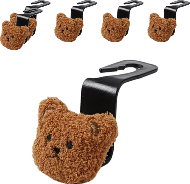 小麥購物 小熊款汽車掛勾 G523 24g, 棕熊, 6個