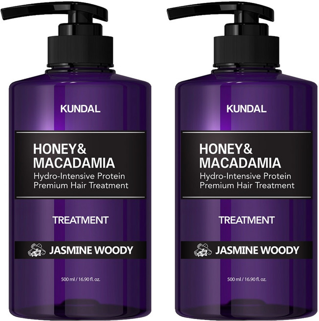 쿤달 허니 앤 마카다미아 헤어 트리트먼트 아로마에디션 자스민우디향, 500ml, 2개