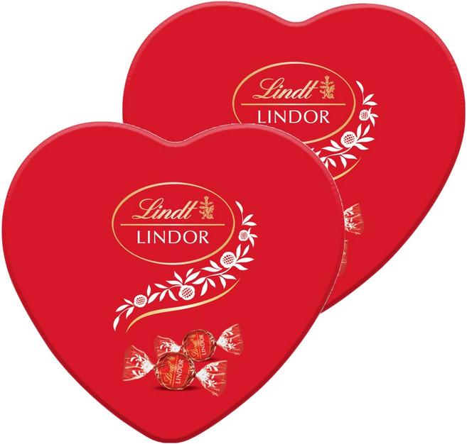 Lindt 瑞士蓮 LINDOR Lindor 愛心鐵盒巧克力 8入, 100g, 2個