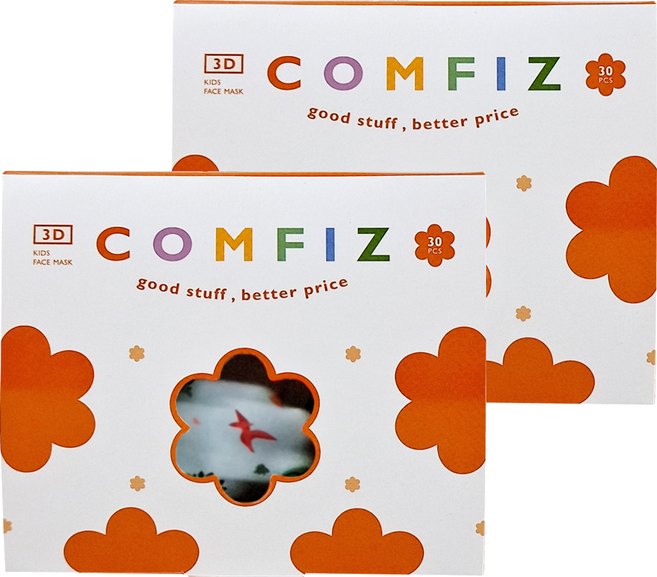 COMFIZ 康菲 兒童3D醫療口罩 3~7歲, 2盒, 侏儸紀世界 綠色, 30片