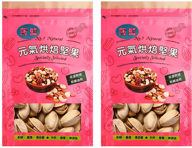 品鮮生活 薄鹽開心果 家庭號, 600g, 2包