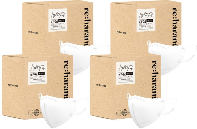 리하랑 KF94 라이트핏 2D 새부리형 일회용마스크 중형, 25개입, 4개, 화이트