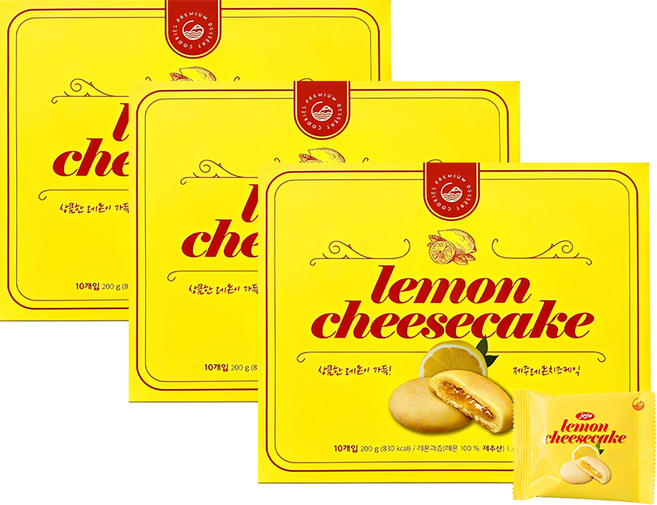 청우식품 제주 레몬 치즈 케익, 200g, 3개