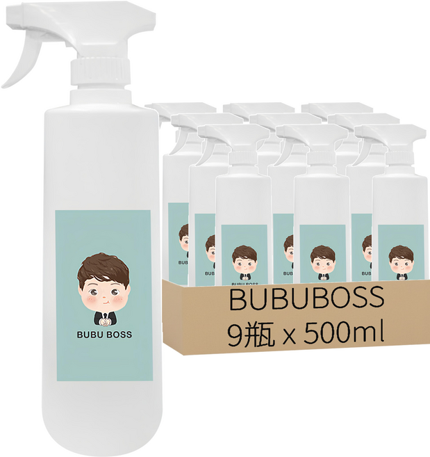 BUBUBOSS 寶寶微酸性次氯酸水 加量家用瓶, 9瓶, 500ml