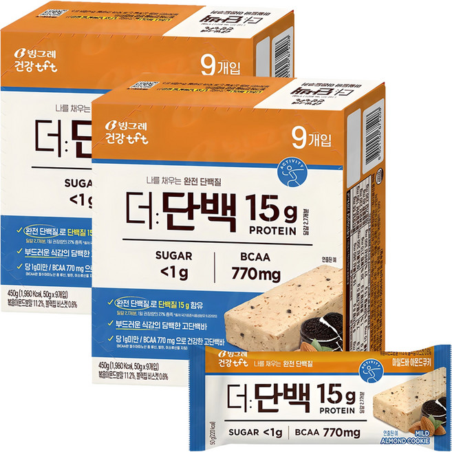 더단백 마일드 프로틴바 아몬트쿠키 9p, 450g, 2개
