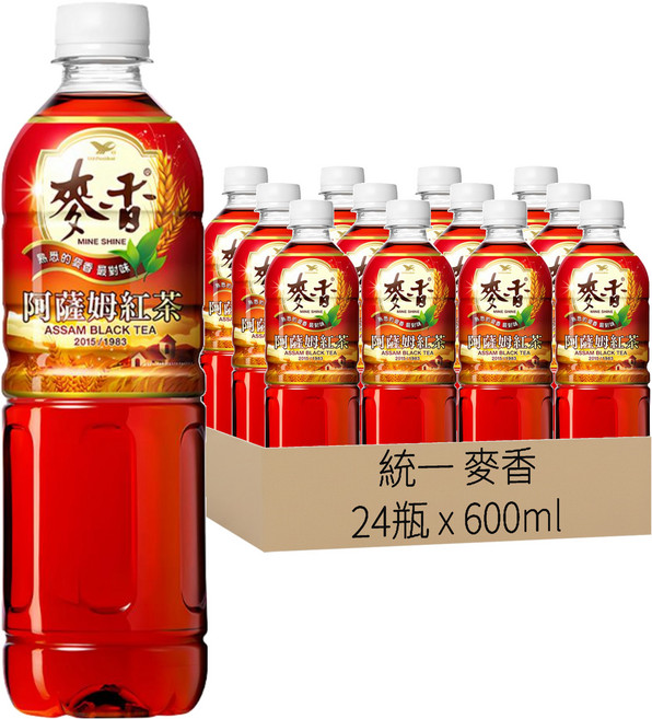 統一 麥香 阿薩姆紅茶, 600ml, 24瓶