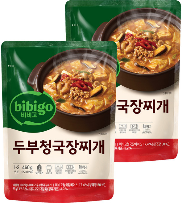비비고 두부 청국장찌개, 460g, 2개