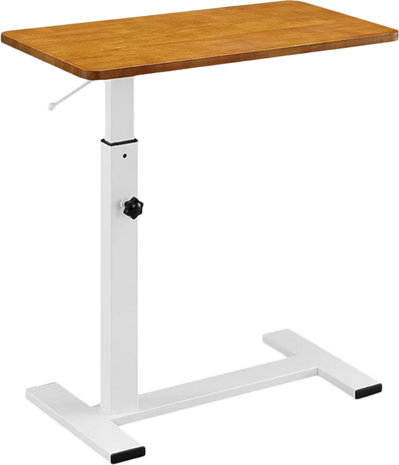 Hampton 漢汀堡 查理實木氣壓升降桌, 柚木色 白腳