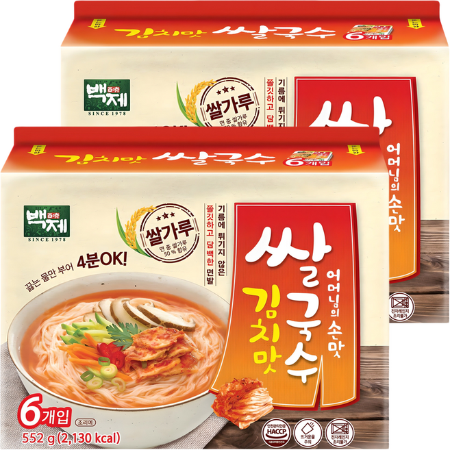 백제 김치맛 쌀국수, 92g, 12개