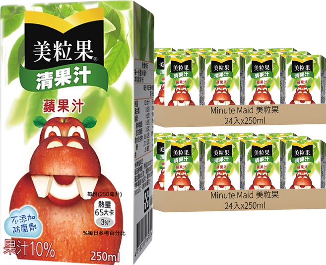 Minute Maid 美粒果 清果汁蘋果汁, 250ml, 48入