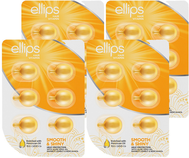 ellips 意立詩 摩洛哥護髮膠囊 豐盈水潤 黃色 6個, 6ml, 4組