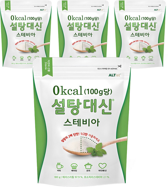 설탕대신 스테비아 에리스리톨 설탕, 180g, 4개