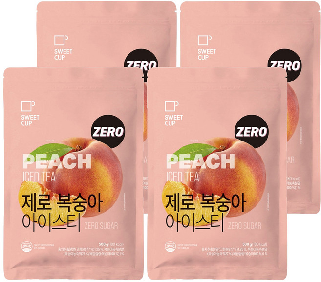 스위트컵 제로 복숭아 아이스티 파우더, 500g, 4개, 1개입