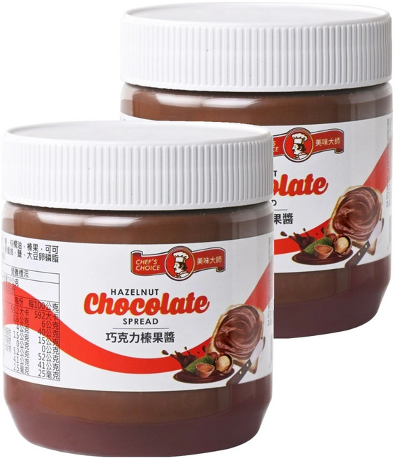 CHEF'S CHOICE 美味大師 巧克力榛果醬, 350g, 2罐